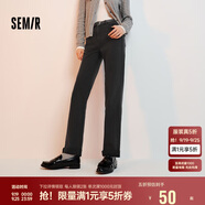 森馬（Semir）森柔牛仔|牛仔褲女毛邊小直筒褲2024冬季抓毛九分褲109724124004