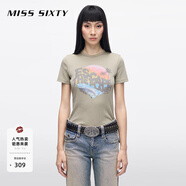 MISS SIXTY【安心品質】2025春季新款短袖T恤女圓領印花時尚百搭 卡其 S
