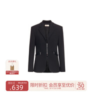 歐時(shí)力OCHIRLY 設計感拉鏈西裝外套女時(shí)尚可拆裝飾帶高級秋季新品 黑色 L