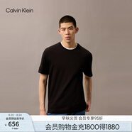 Calvin Klein高級(jí)成衣系列25春夏男士ck純棉休閑凈色內(nèi)搭短袖上衣T恤4LB275G UB1-太空黑 M