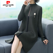 皮爾卡丹（pierre cardin）媽媽連衣裙秋冬裝洋氣減齡打底裙中老年女裝顯瘦中長款針織毛衣裙 墨綠色 【收藏店鋪優(yōu)先發(fā)貨】 M 建議【95以下】