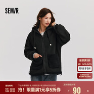 森馬（Semir）森馬外套女仿羊羔毛搖粒絨雙面穿連帽重磅夾克24新款109724108002