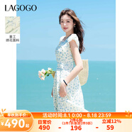 lagogo重工立體繡花連衣裙女拉谷谷2025年春夏新款碎花度假裙子 混色 M