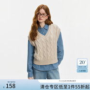 范思藍恩老錢(qián)風(fēng)氣質(zhì)絞花針織開(kāi)衫馬甲背心polo領(lǐng)套頭毛衣女14149 背心款 M