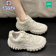 Apple蘋(píng)果輪胎男女同款運動(dòng)單鞋女024新款百搭休閑厚底增高榴 米色 44
