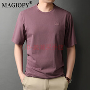 MAGIOPY奢侈高端品牌男裝純色全棉短袖男2025新款繡標(biāo)百搭半袖體恤男 紅色 XL 175
