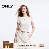 ONLY2025秋季新款時髦設計感蝴蝶結正肩短款短袖T恤女|125101039 A43 奶油白色 S (160) 80A