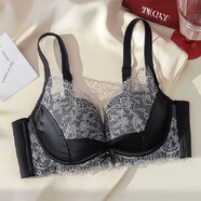 妮姬塔（NIJITA）無(wú)痕內衣女 小胸聚攏顯大胸上托調整防下垂 減齡甜美背無(wú)鋼圈文胸 性感黑色內衣 L 36/80