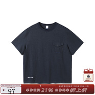 熊貓·本（ben.panda）25SS短袖男工字口袋T恤印花圓領(lǐng)美式百搭簡(jiǎn)約情侶上衣 藏青色 L