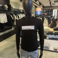 CALVIN KLEIN JEANSCK長袖T恤男秋冬2024新款彈力棉休閑圓領(lǐng)青年上衣體恤 黑色2419 S (100-115)斤