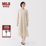 無印良品（MUJI） 女式 木棉混 雙層紗織長袖連衣裙女裝裙子25年春季長裙 BC2L3C5S 原色 S (155/80A)