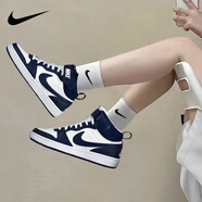 耐克（NIKE）女鞋童鞋 春新款時(shí)尚潮流休閑鞋舒適保暖運(yùn)動(dòng)耐磨輕便中幫板鞋 白/空間藍(lán)/信號(hào)藍(lán) /秋冬熱賣 38