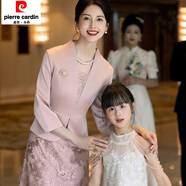 皮爾卡丹（pierre cardin）粉色媽m媽婚宴禮服高端輕奢平時可穿年輕喜婆婆十月結婚旗袍連衣 粉紅色 3XL
