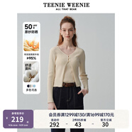 Teenie Weenie【原紗防曬】小熊淑女白色毛衣針織開(kāi)衫長(zhǎng)袖打底衫女空調(diào)衫 乳白色 XL (175)