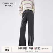 秋水伊人時(shí)尚休閑慵懶風(fēng)松緊腰休閑褲年秋季新款女顯瘦直筒褲 灰色 XL