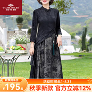 俞兆林（YUZHAOLIN）中高考旗開(kāi)得勝旗袍媽媽夏裝連衣裙2025新款喜婆婆婚宴裝禮服裙子 FX85616456 黑色 2XL （建 議105-120斤）