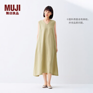 無印良品（MUJI）女式 棉 漢麻 無袖連衣裙女裝裙子夏季 連身裙長裙 BCD91C5S 黃色 M （160/84A）