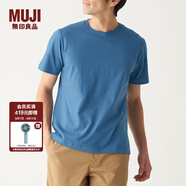 無(wú)印良品 MUJI 男式 印度棉天竺編織 圓領(lǐng)短袖T恤 ABA01A0S 煙熏藍(lán)色 M