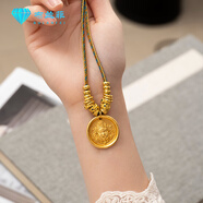 馨禾明黃金吊墜專(zhuān)用掛繩網(wǎng)紅國潮盤(pán)纏金毛衣鏈可調節長(cháng)短掛鏈手工編 編織鏈+盤(pán)纏+吊墜