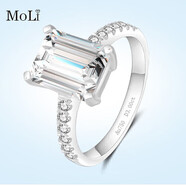 MoLi18k金人工培育鉆石婚戒祖母綠戒指求婚鉆戒鉑金戒指1克拉上海IGI 18k金培育鉆D色VVS/上海IGI證 3克拉