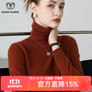 牧什 山羊絨衫女士修身毛衣女平面純色針織衫套頭打底衫基礎(chǔ)款MK03R 焦糖色 XL