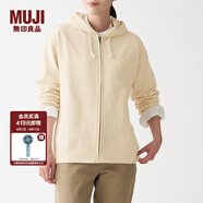 無印良品 MUJI 男女通用 緊密編織毛圈 拉鏈連帽衫 休閑外套 無性別 衛(wèi)衣 原色 S -M(165/88A)