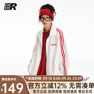 ER條紋撞色開(kāi)衫衛(wèi)衣男女秋潮牌運(yùn)動(dòng)服外套校園風(fēng)外套【明星同款】 紅色【加絨款】 S碼-165/60kg