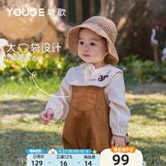 幼歌（YOUGE） 春秋男女童背帶褲生兒寶寶爬服燈芯絨童裝寬松褲 土黃 100 cm