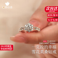 心言心語(yǔ)一克拉鉆戒指女六爪戒指表白求婚走心實(shí)用七夕情人節禮物送女友 一克拉雪妖精鉆戒