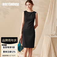 ROEYSHOUSE羅衣職場女裝無袖連衣裙夏新款簡約知性修身顯瘦裙子01790 黑色 2XL