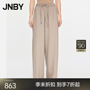 JNBY/江南布衣秋冬休閑直筒褲羊毛呢闊腿長褲寬松通勤5O0E12420 269/綠卡其 M