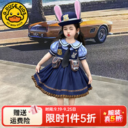 G.DUCKKIDS洛麗塔公主裙女童連衣裙夏季朱迪兒童裙子兔子警官生日蓬蓬裙春秋 娃娃領(lǐng)裙+安全褲+毛球aosaamm 140 尺碼9~10歲【130-140cm】