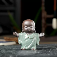 詠幻可愛茶寵彌勒佛茶臺(tái)擺件紫砂禪意琴棋書畫小和尚精品茶具可養(yǎng)茶玩 哥窯冥想小和尚