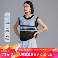 雲(yún)上生活【蟬紗】撞色條紋收腰針織背心2025夏上衣女B0477 藍(lán)咖條 M 建議85-115斤 寬松  卡碼拍小