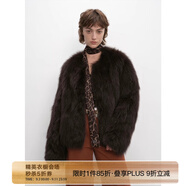 付智恩蘆葦花 芬蘭進口狐貍毛典雅輕盈年輕感圓領皮草外套女 深炭灰 M