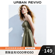 UR秋季新款女裝復古宮廷風(fēng)蕾絲荷葉邊連衣裙UWL740065 灰綠 XS