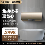 史密斯（A.O.SMITH）60升電熱水器 國家補貼 終身免更換鎂棒 金圭內膽 雙棒雙3kW速熱 晶彩外觀(guān) 遙控E60MDF