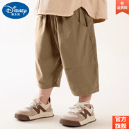 迪士尼（Disney）男童七分褲2025夏裝新款兒童薄款棉布褲子中小童寶寶寬松休閑褲 卡其色七分褲 90碼建議身高85厘米 均碼