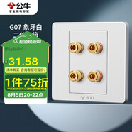 公牛（BULL）墻壁插座 G07系列 二位音箱插座 音響音頻G07T206  白色