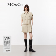 MO&Co.連衣裙夏工裝口袋寬肩剪裁低腰挺括襯衫領(lǐng)(附腰帶)摩安珂 淺卡其色 S 160