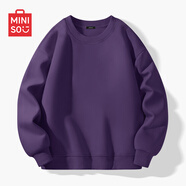 名創(chuàng)優(yōu)品（MINISO）衛(wèi)衣男春秋中國(guó)風(fēng)潮牌寬松百搭無帽長(zhǎng)袖男士秋冬款圓領(lǐng)休閑上衣服 極光紫(空白) M 170(體重100-120斤左右)