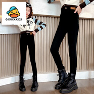 G.duck小黃鴨女童褲力打底小腳褲2025新款秋冬裝兒童加絨鉛筆褲 小黑褲春秋款 120 建議身高105-115cm