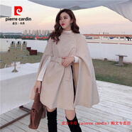 皮爾卡丹（pierre cardin）品牌高檔輕奢2025秋冬法式名媛氣質(zhì)中長款斗篷呢子女披肩毛呢外套 品牌高端新品-杏色 均碼