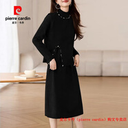 皮爾卡丹（pierre cardin）品牌高檔輕奢別致馬甲兩件套連衣裙女秋冬款優(yōu)雅羊絨針織毛衣裙套 品牌高端新品-黑色套裝【高品質(zhì) 現(xiàn)貨】 XL 【建議116-125】