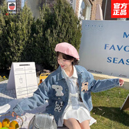 AEMAPE寬松可愛風牛仔長袖外套女小個子夾克衣2025春秋新款紐扣翻領(lǐng)上衣 圖片色牛仔外套 M