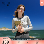 三彩2025冬季新款磨毛T恤圓領(lǐng)愛(ài)心刺繡上衣修身內(nèi)搭簡(jiǎn)約M 花灰色 L 165/88A