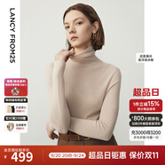 朗姿【王楚然同款】純羊毛高領針織衫春冬內(nèi)搭打底上衣曠野美拉德 珊瑚粉色 XL