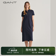GANT/甘特新款女裝翻領(lǐng)長裙裙子純色休閑寬松百搭POLO裙短袖連衣裙 晚藍(lán)色 M