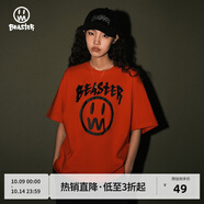BEASTER 春夏鬼臉短袖T恤男夏季基礎白T情侶裝潮牌上衣 紅色 M
