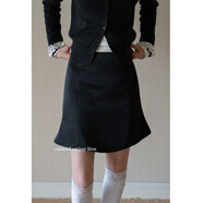 EGGKA俏皮魚(yú)尾黑色半身裙高腰氣質(zhì)休閑顯瘦a字遮胯短裙E25B3870AF 黑色 S